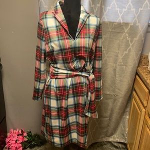 Gretchen Scott Designs Plaid Long Sleeve Dress - Red, Blue, White